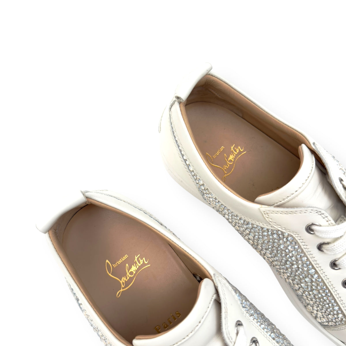 CHRISTIAN LOUBOUTIN LOUIS JUNIOR STRASS EMBELLISHED LOW TOP SNEAKER WHITE 43 / UK9