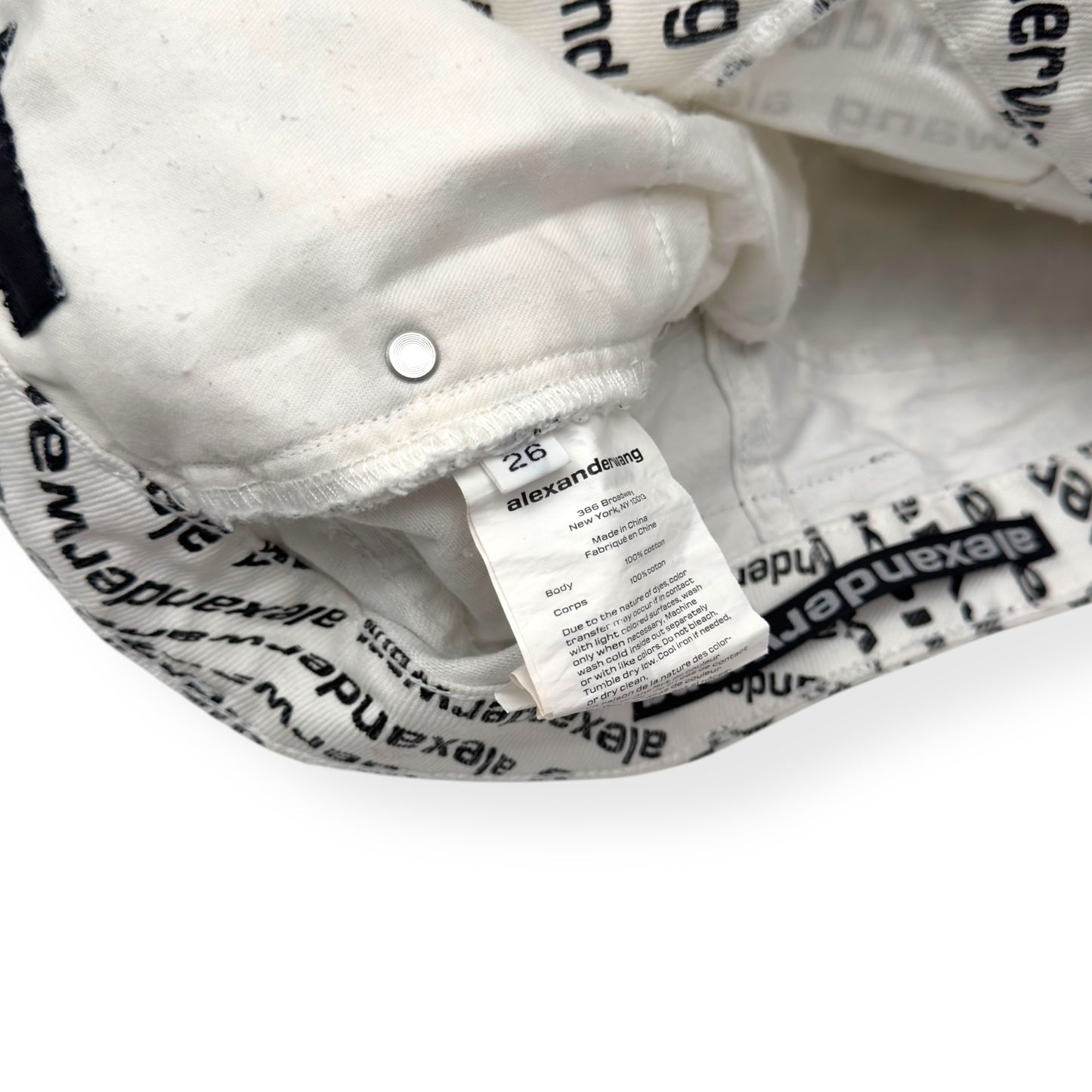 ALEXANDER WANG MONOGRAM HIGH RISE DENIM SHORTS WHITE / BLACK W26”