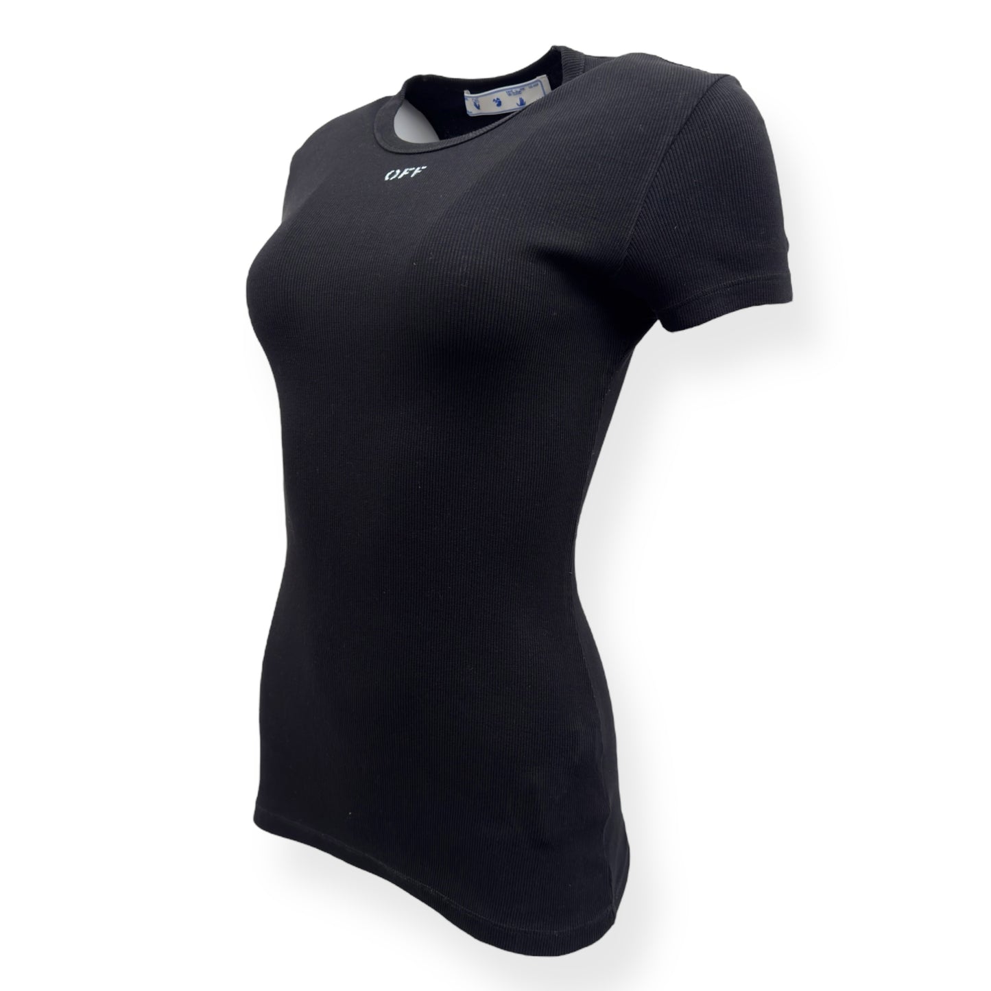 OFF-WHITE LOGO PRINT STRETCH-COTTON T-SHIRT BLACK XS