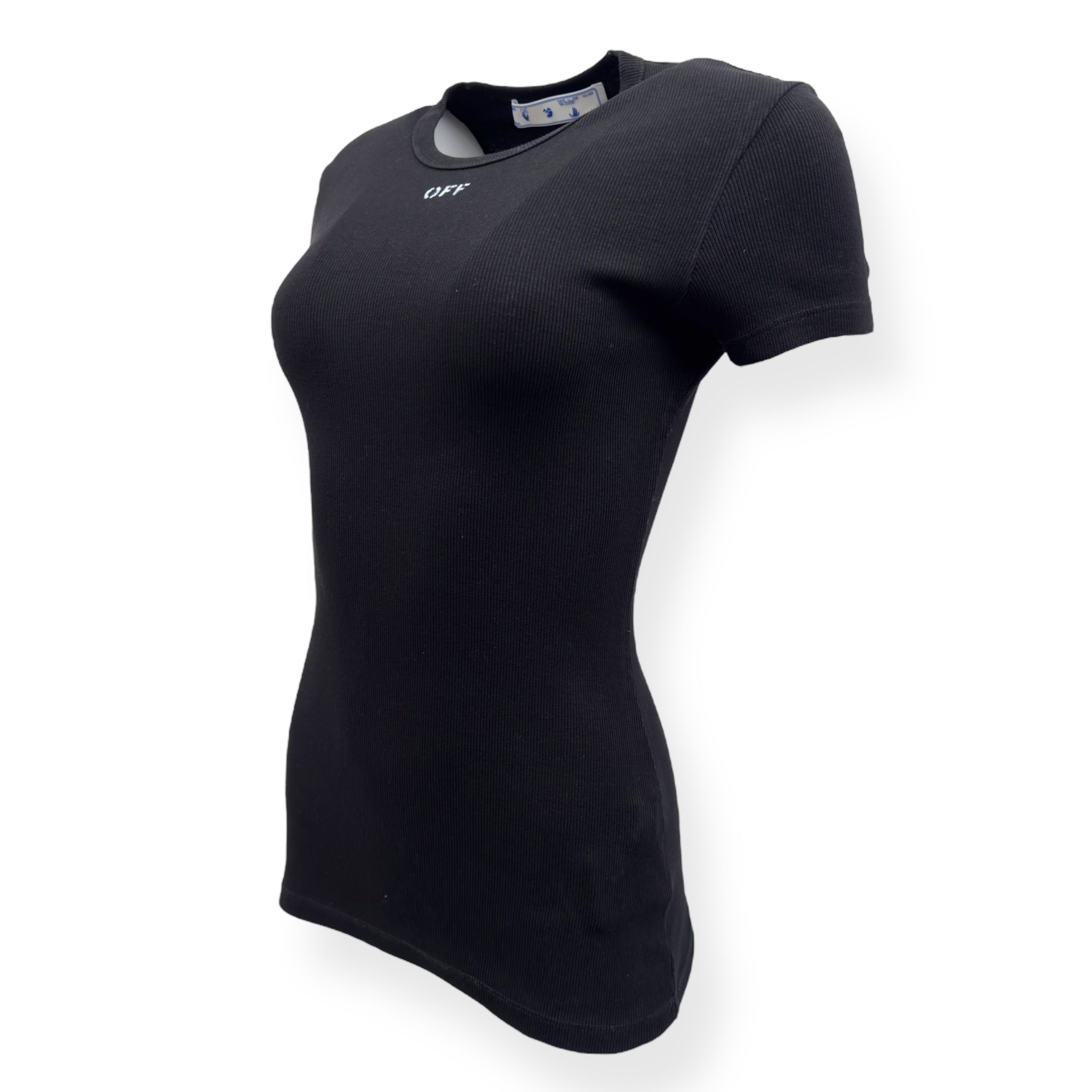 OFF-WHITE LOGO PRINT STRETCH-COTTON T-SHIRT BLACK XS