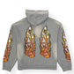 WHO DECIDES WAR FLAMES GLASS HOODIE VINTAGE GREY / ORANGE L