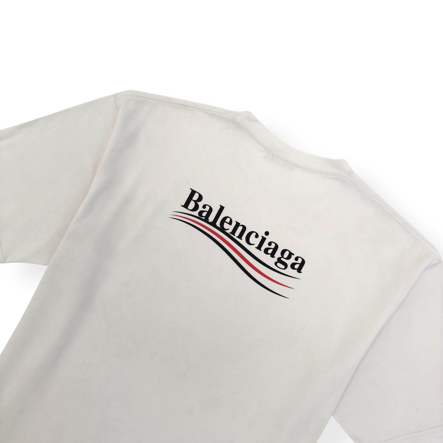 BALENCIAGA POLITICAL LOGO COTTON T-SHIRT WHITE L