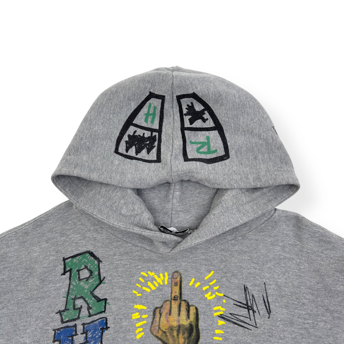 RHUDE DOODLE POPOVER HOODIE GREY L