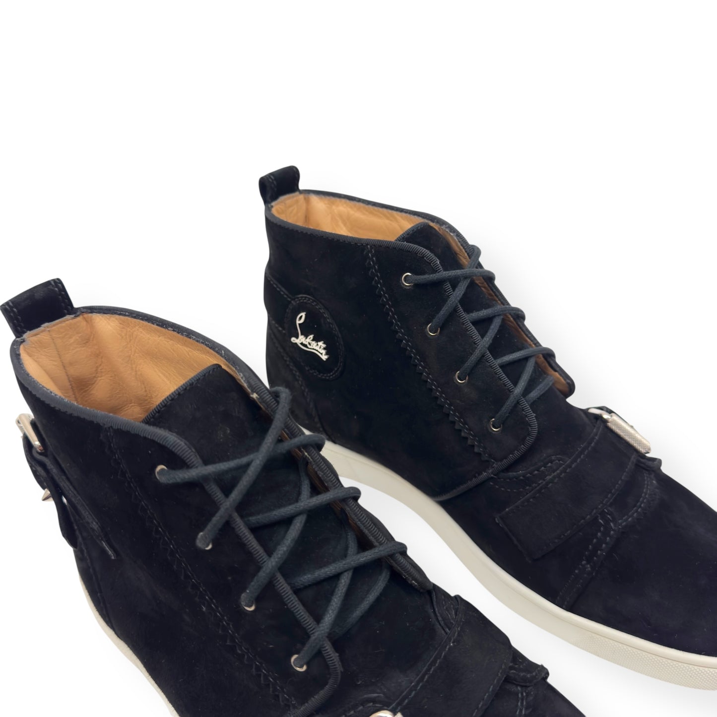 CHRISTIAN LOUBOUTIN NONO STRAP FLAT SUEDE SNEAKER BLACK 43 / UK9