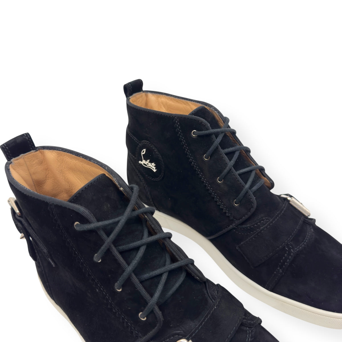 CHRISTIAN LOUBOUTIN NONO STRAP FLAT SUEDE SNEAKER BLACK 43 / UK9