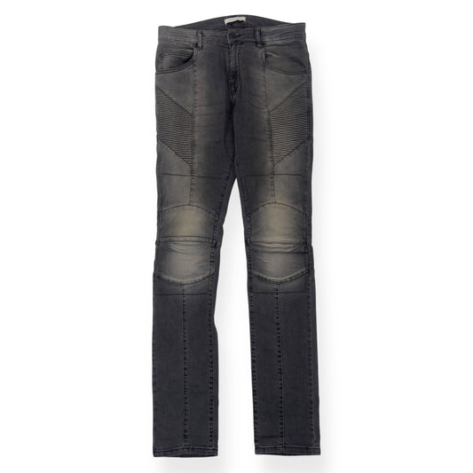 BALMAIN RIBBED DENIM JEANS GREY W30”