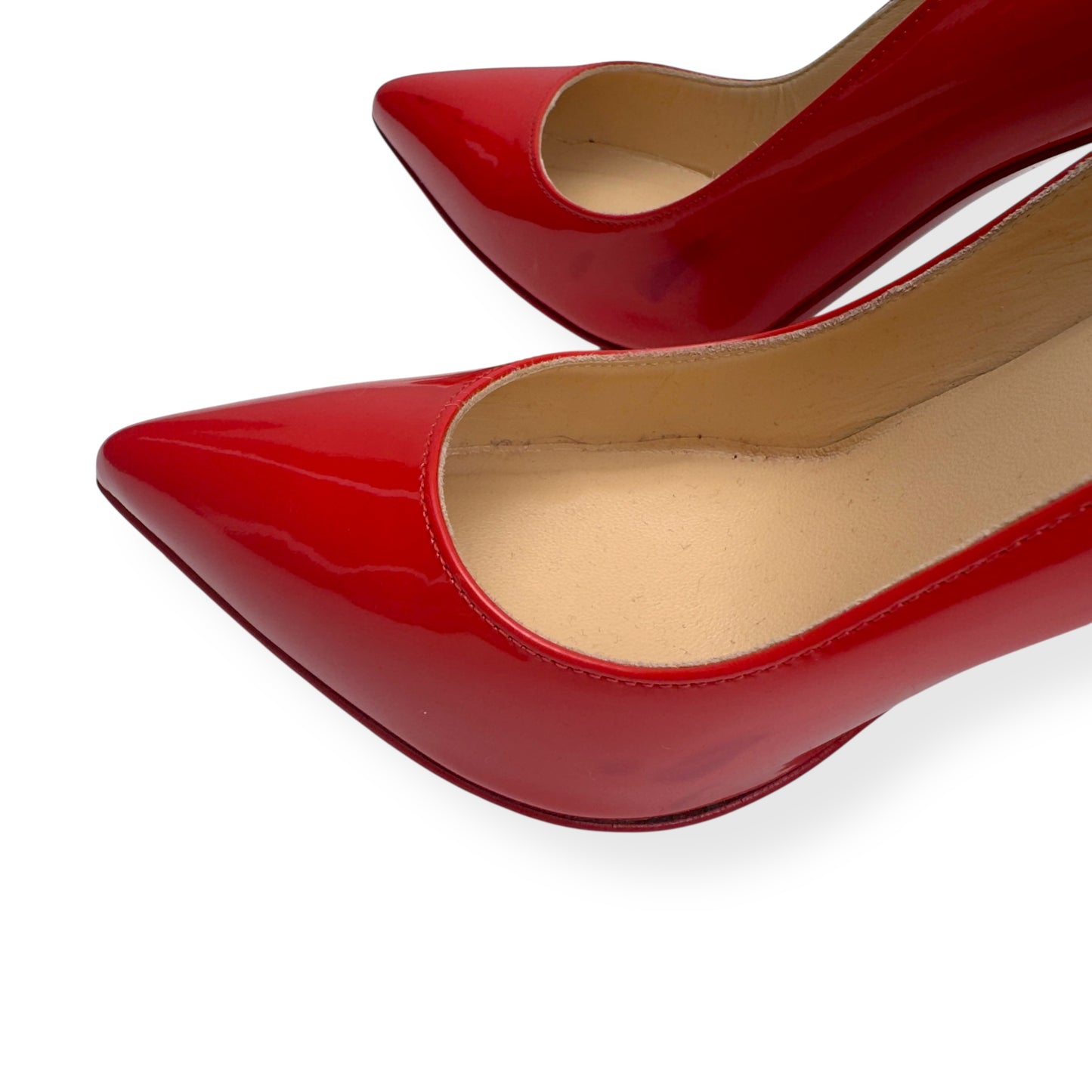 CHRISTIAN LOUBOUTIN PIGALLE 100MM PATENT LEATHER POINTED TOE PUMPS RED 36 / UK3