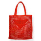 PRADA TRIANGLE-LOGO CROCHET RAFFIA TOTE BAG ORANGE / BLACK