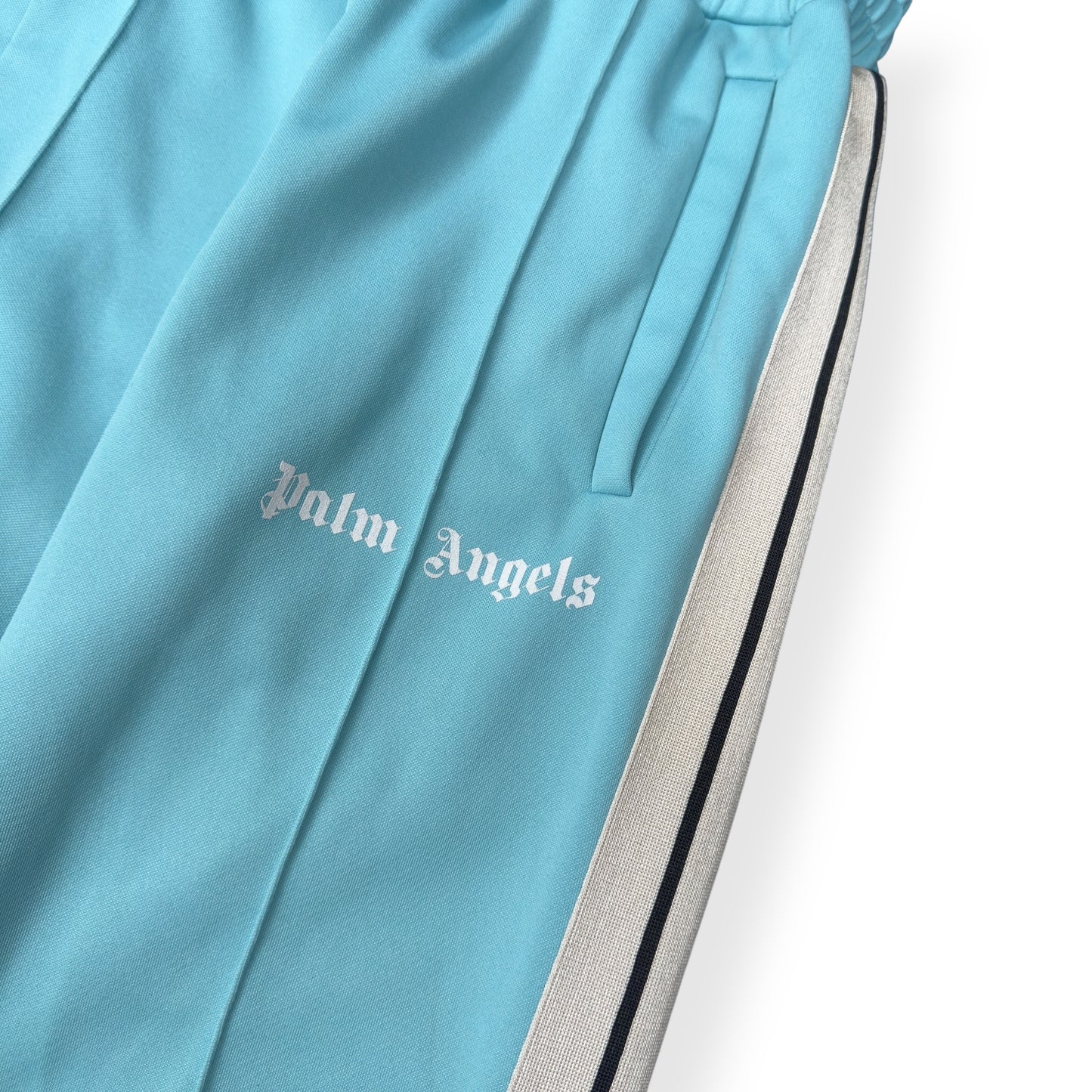 PALM ANGELS STRAIGHT LEG TRACK PANTS BLUE / WHITE M