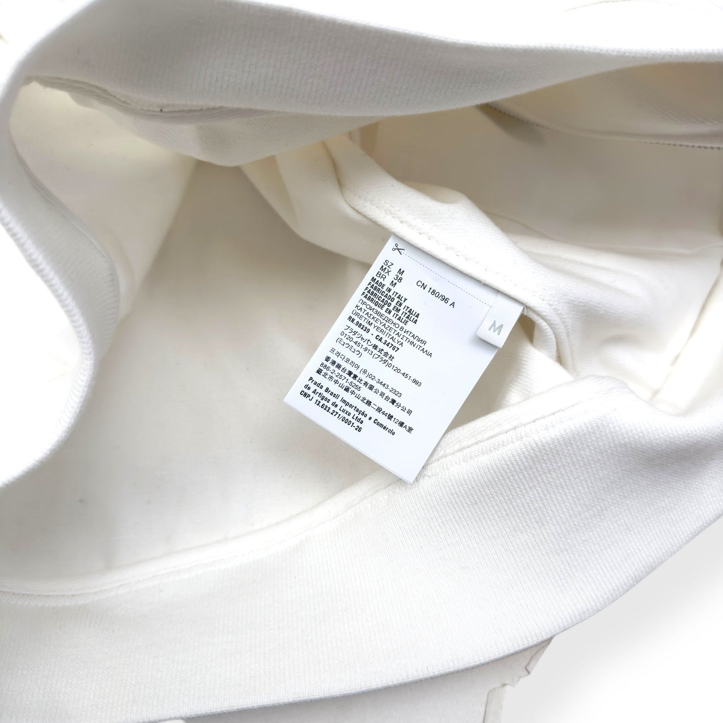 PRADA TRIANGLE LOGO ZIP-UP DENIM HOODIE WHITE M