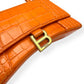 BALENCIAGA HOURGLASS CROCODILE PRINT LEATHER BAG ORANGE S