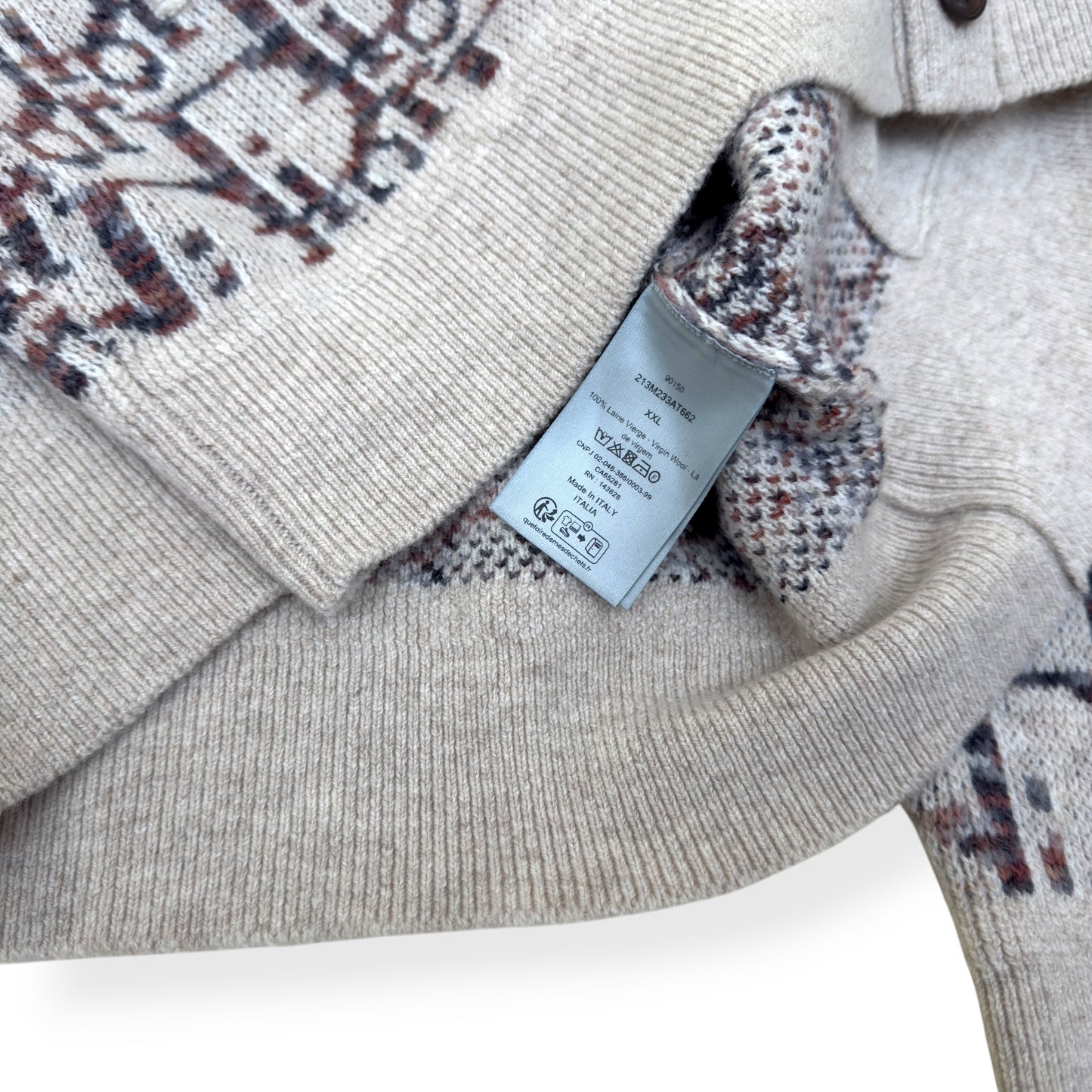 DIOR OBLIQUE VIRGIN WOOL JACQUARD CARDIGAN BEIGE / BROWN XXL