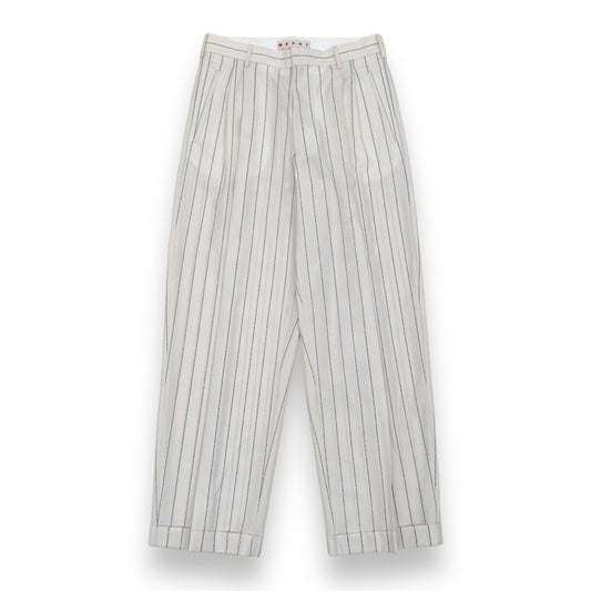 MARNI PINSTRIPE TAILORED TROUSERS NATURAL / BLUE L