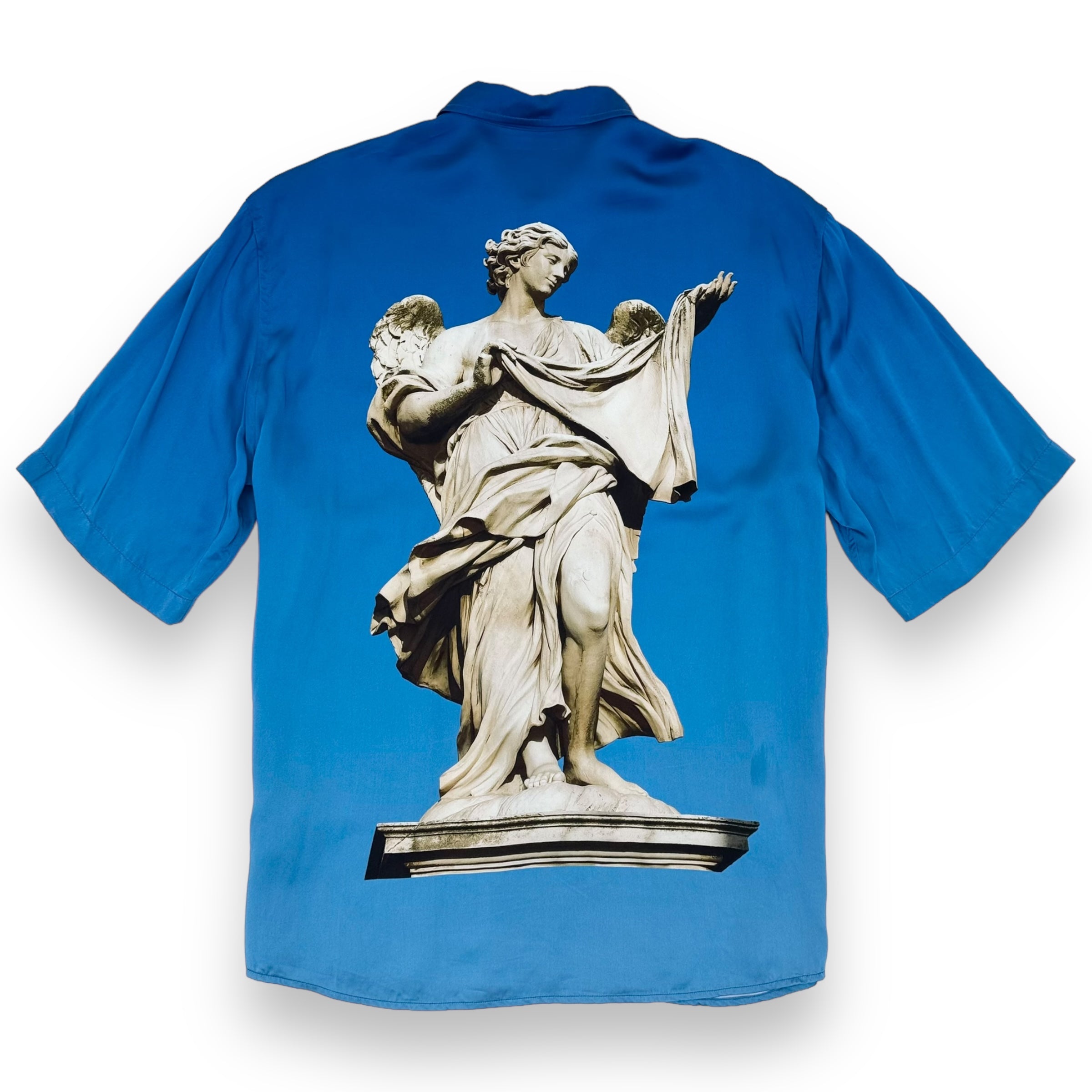 ACNE STUDIOS STATUE PRINT VISCOSE SHIRT BLUE L