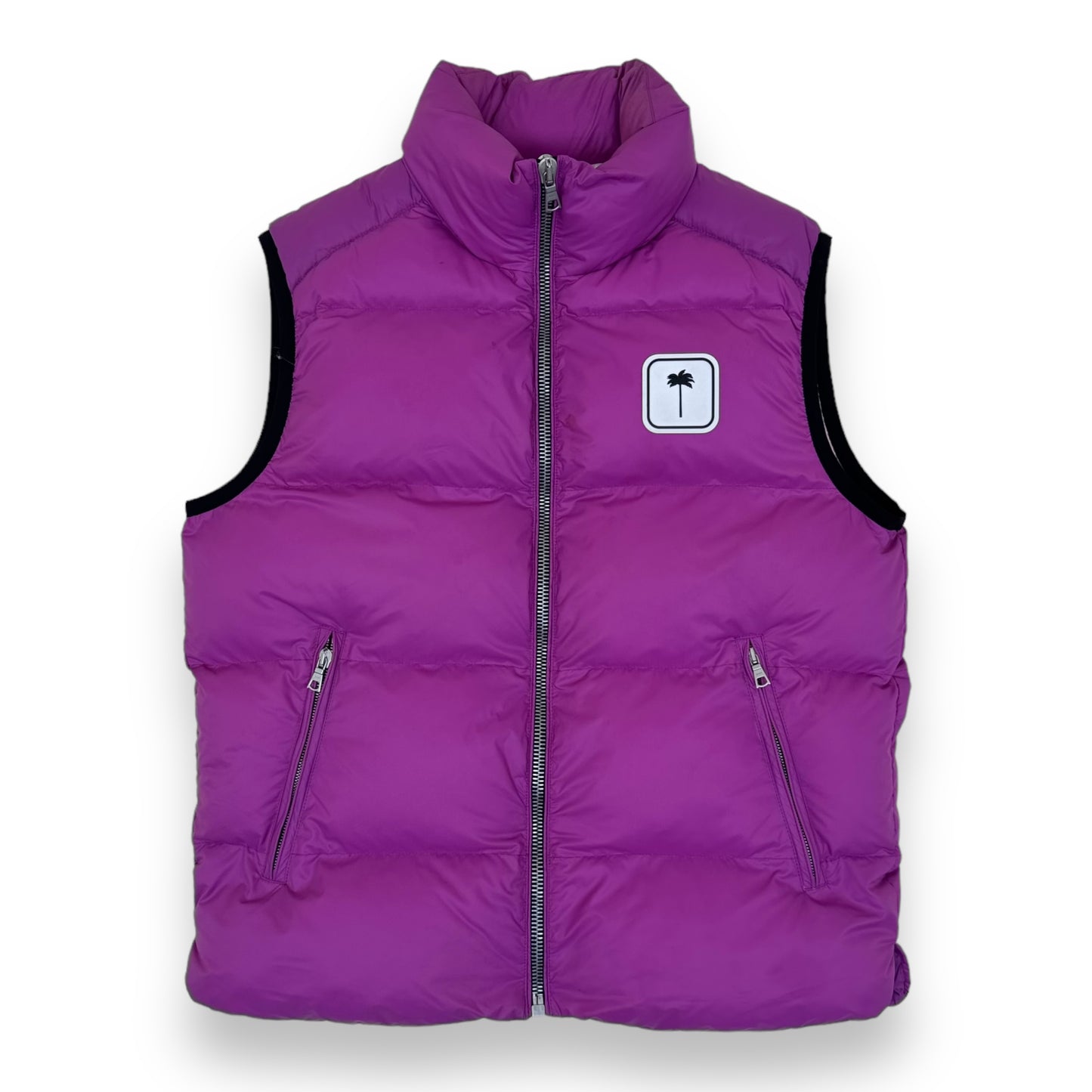 PALM ANGELS LOGO-PATCH PUFFER GILET FUCHSIA PINK XS