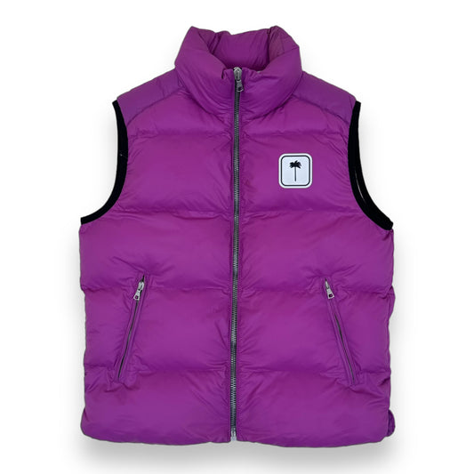 PALM ANGELS LOGO-PATCH PUFFER GILET FUCHSIA PINK XS