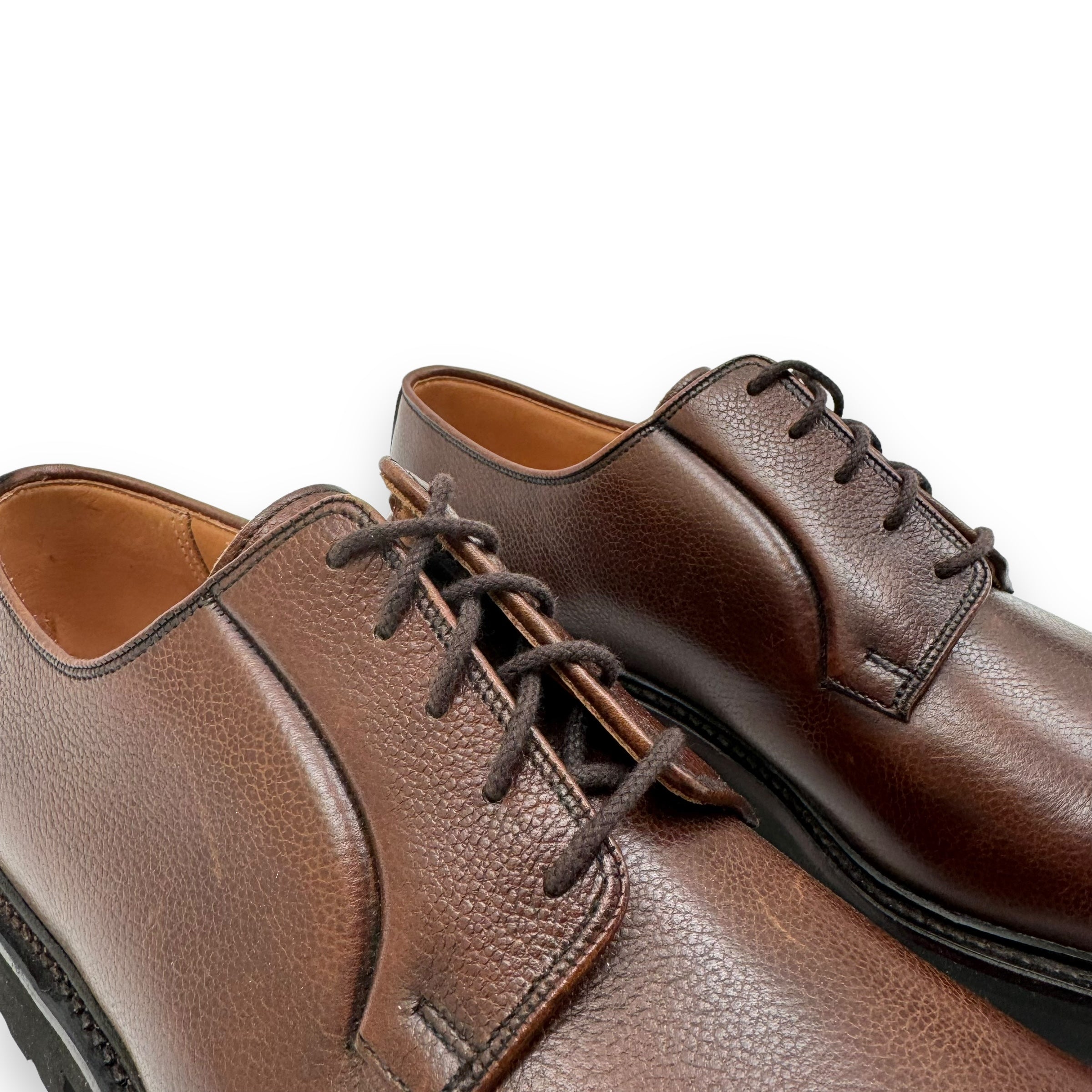 CROCKETT & JONES LACE-UP LEATHER DERBY SHOES BROWN UK10
