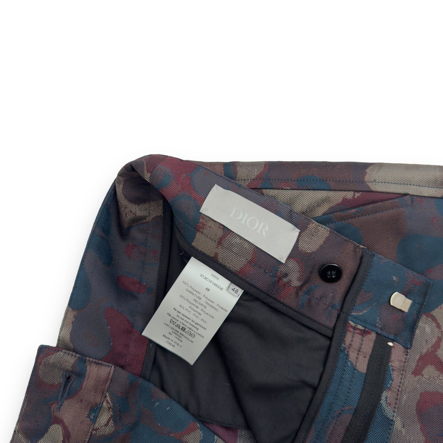 DIOR X PETER DOIG SS21 JACQUARD CAMOUFLAGE CARGO TROUSERS M