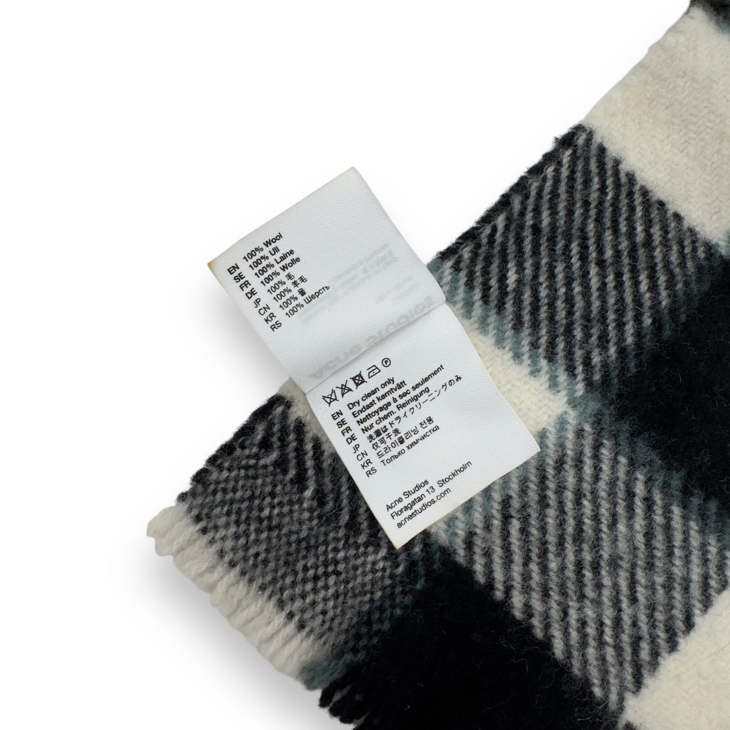 ACNE STUDIOS CHECK WOOL SCARF BLUE