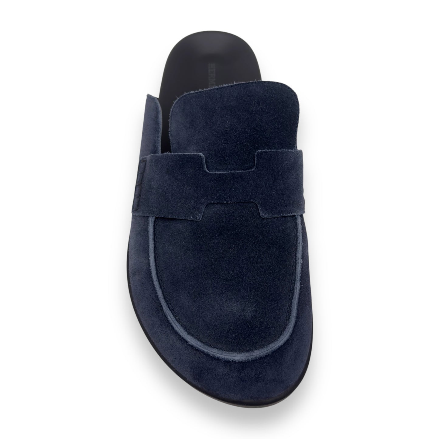 HERMES SUEDE GO MULES NAVY / BLACK UK10.5