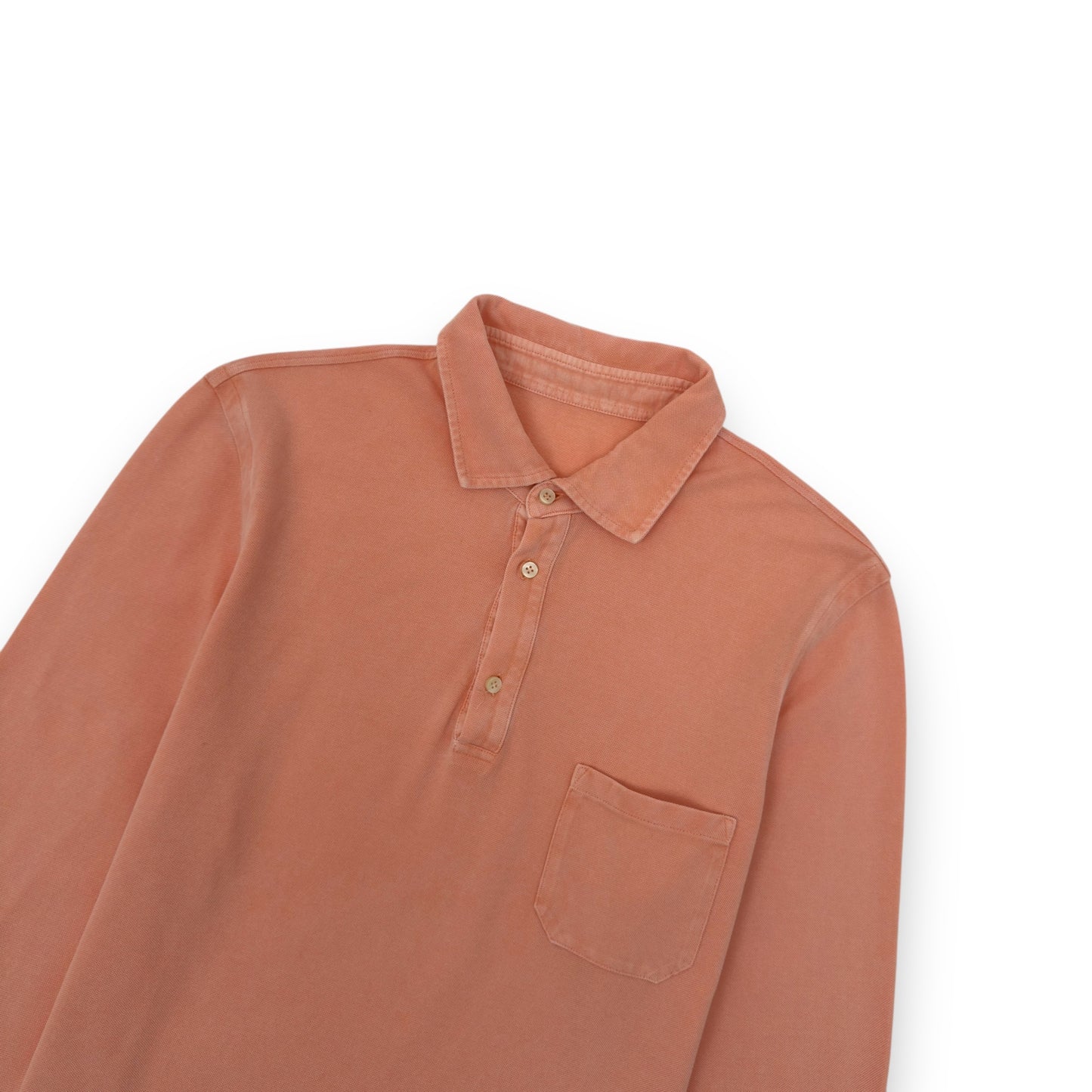 THOM SWEENEY COTTON LONG SLEEVE POLO CORAL M