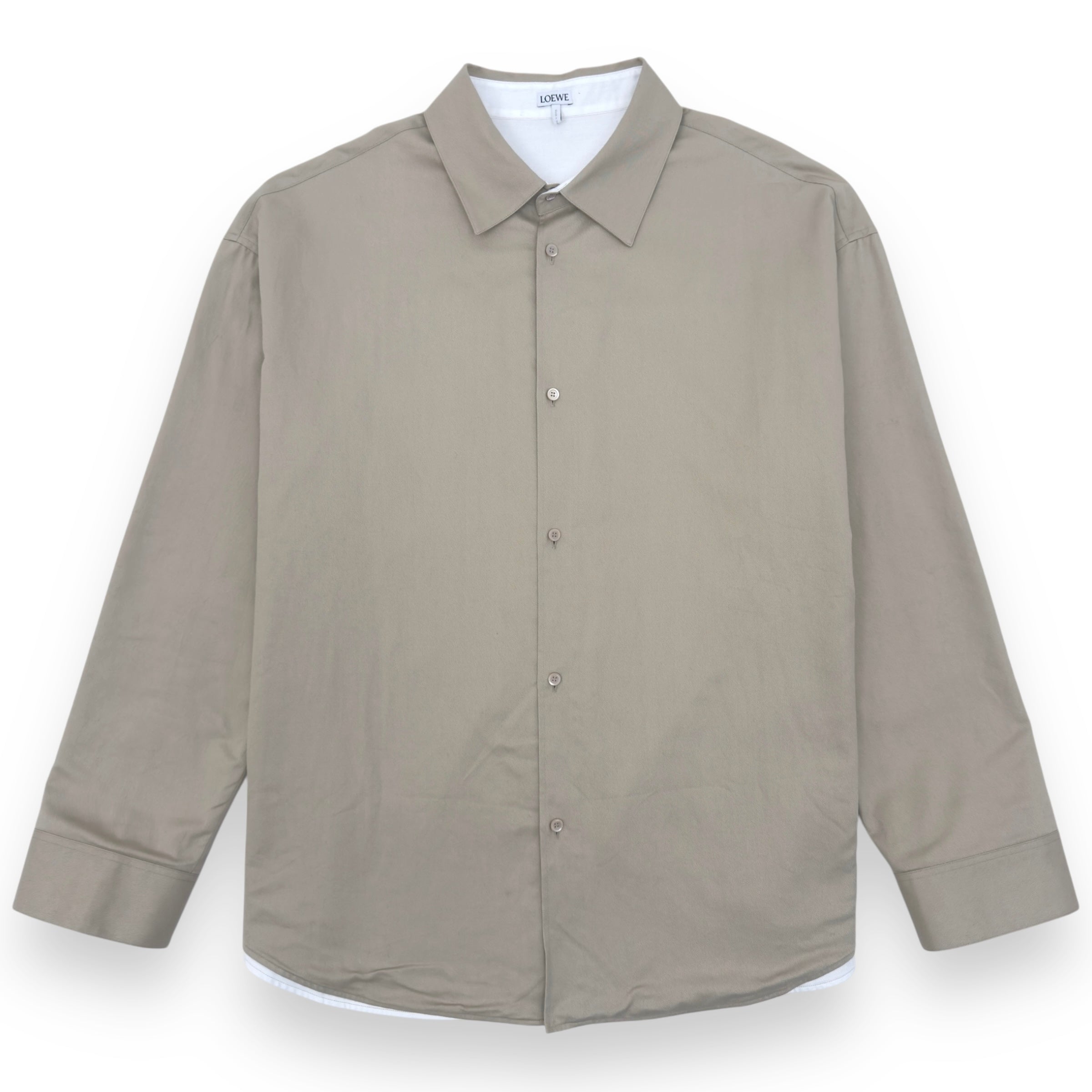 LOEWE ANAGRAM CURVED HEM OVERSHIRT NATURAL 42 / XXL