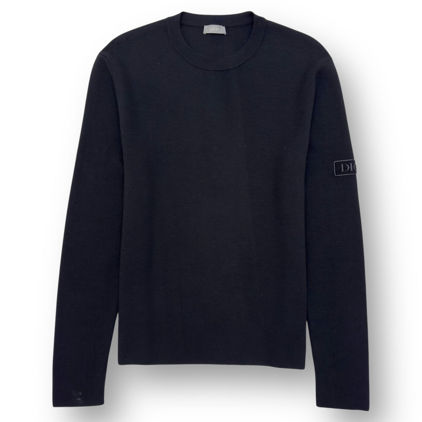 DIOR LOGO PATCH CREWNECK WOOL SWEATER BLACK M