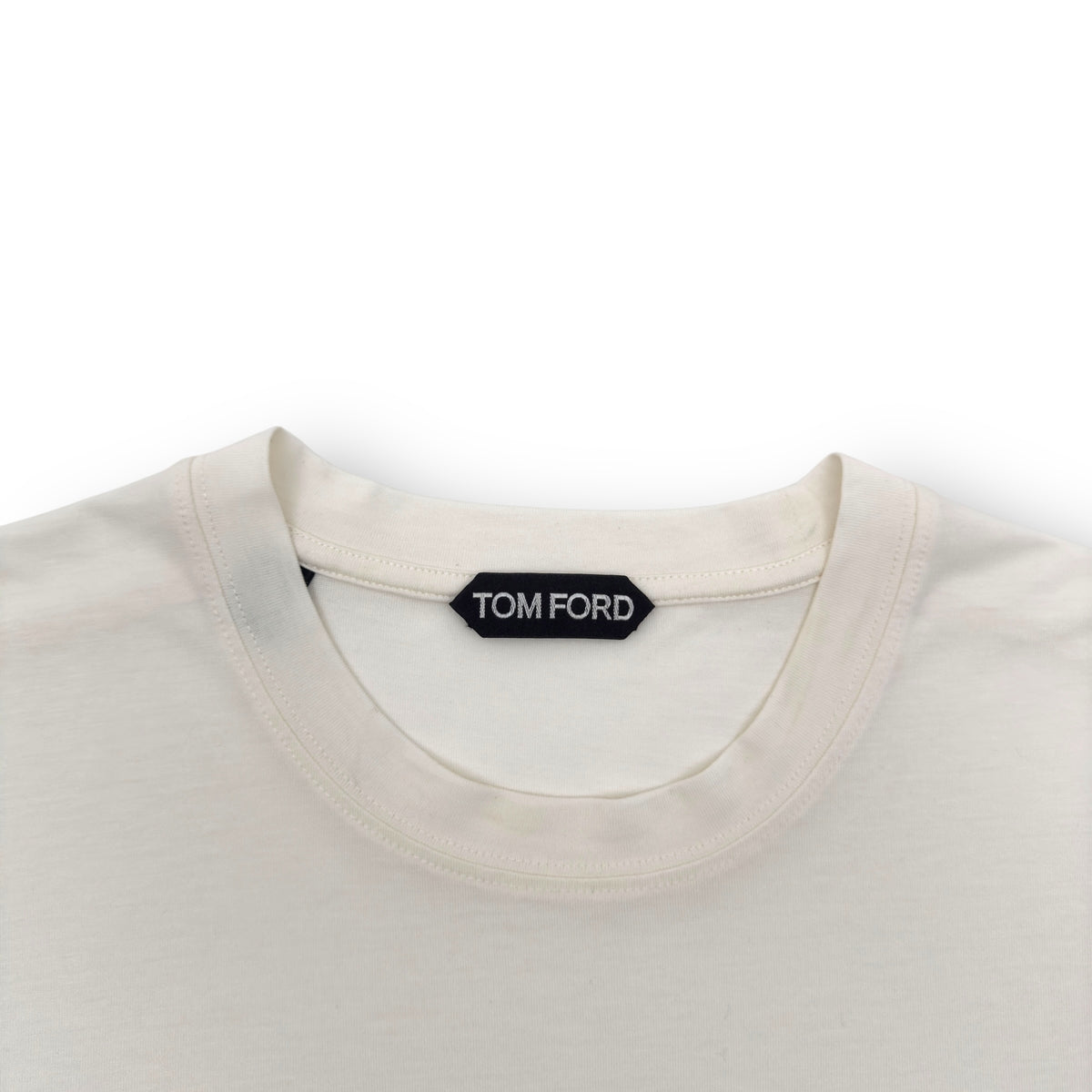 TOM FORD COTTON BLEND CREWNECK T-SHIRT CREAM 50 / L
