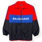 BALENCIAGA RIPSTOP OVERSIZED WINDBREAKER JACKET RED / BLUE / BLACK FR48 / M