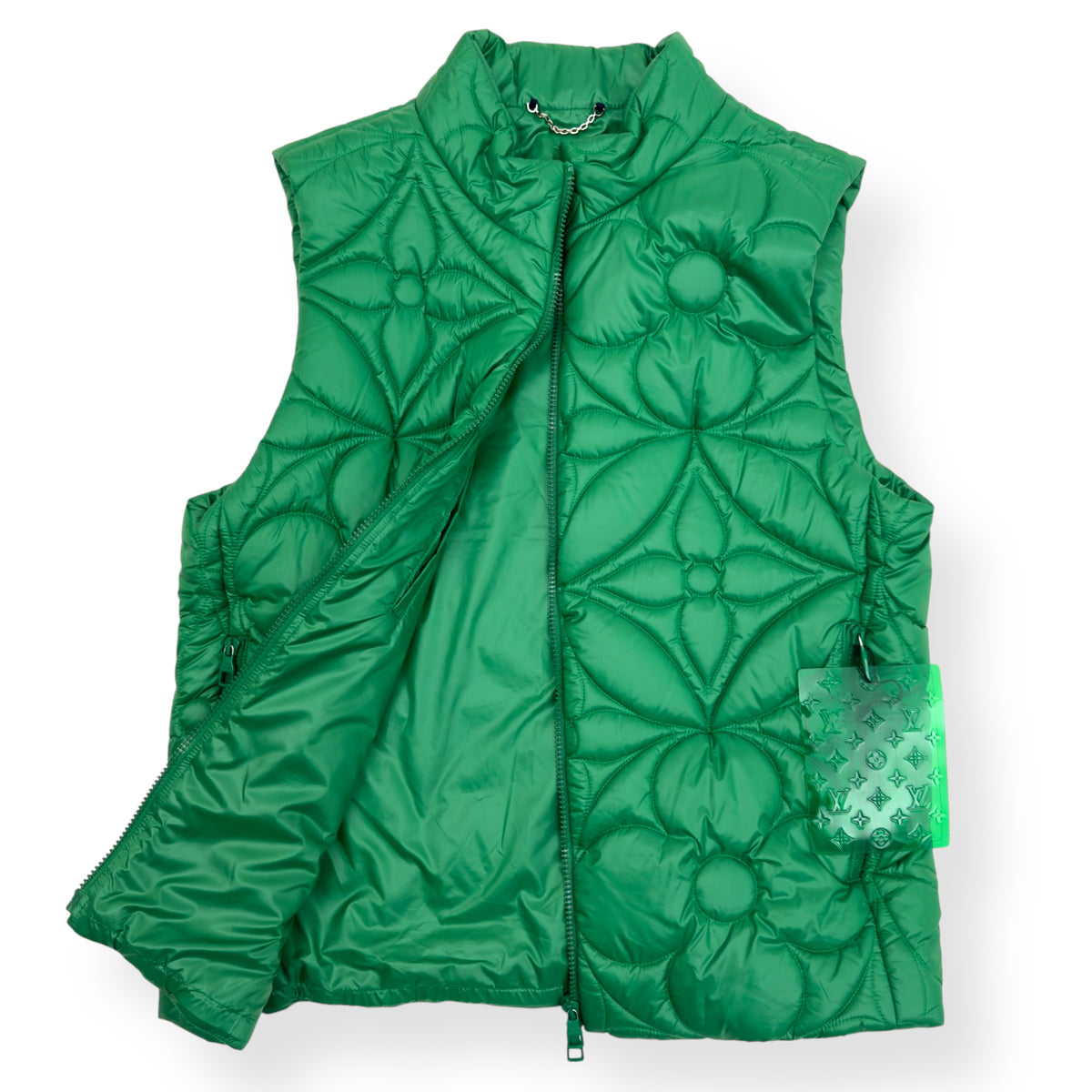LOUIS VUITTON SS22 LVSE PADDED MONOGRAM FLOWER GILET GREEN 48 / S