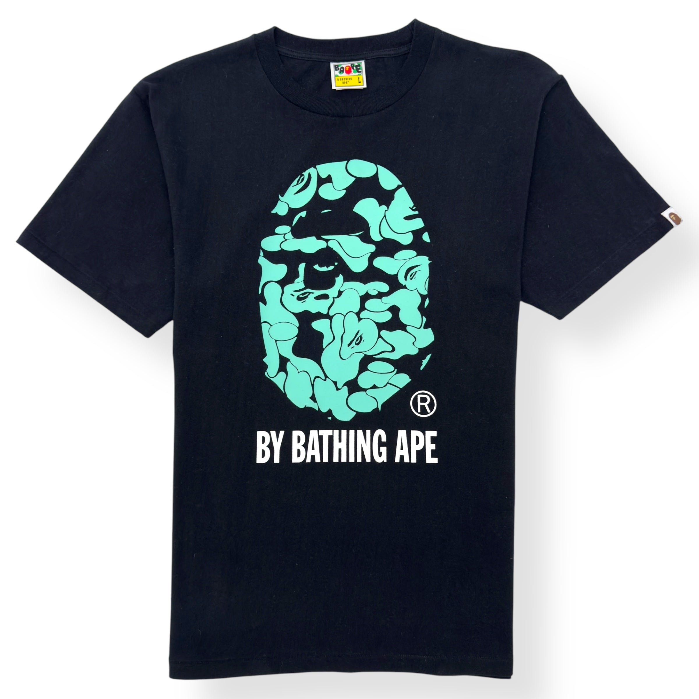 A BATHING APE TEXT CODE CAMO T-SHIRT BLACK L