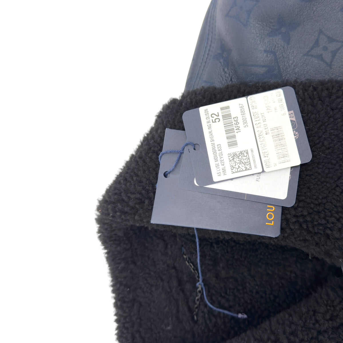 LOUIS VUITTON MONOGRAM SHEARLING JACKET BLUE / BLACK 52 / L