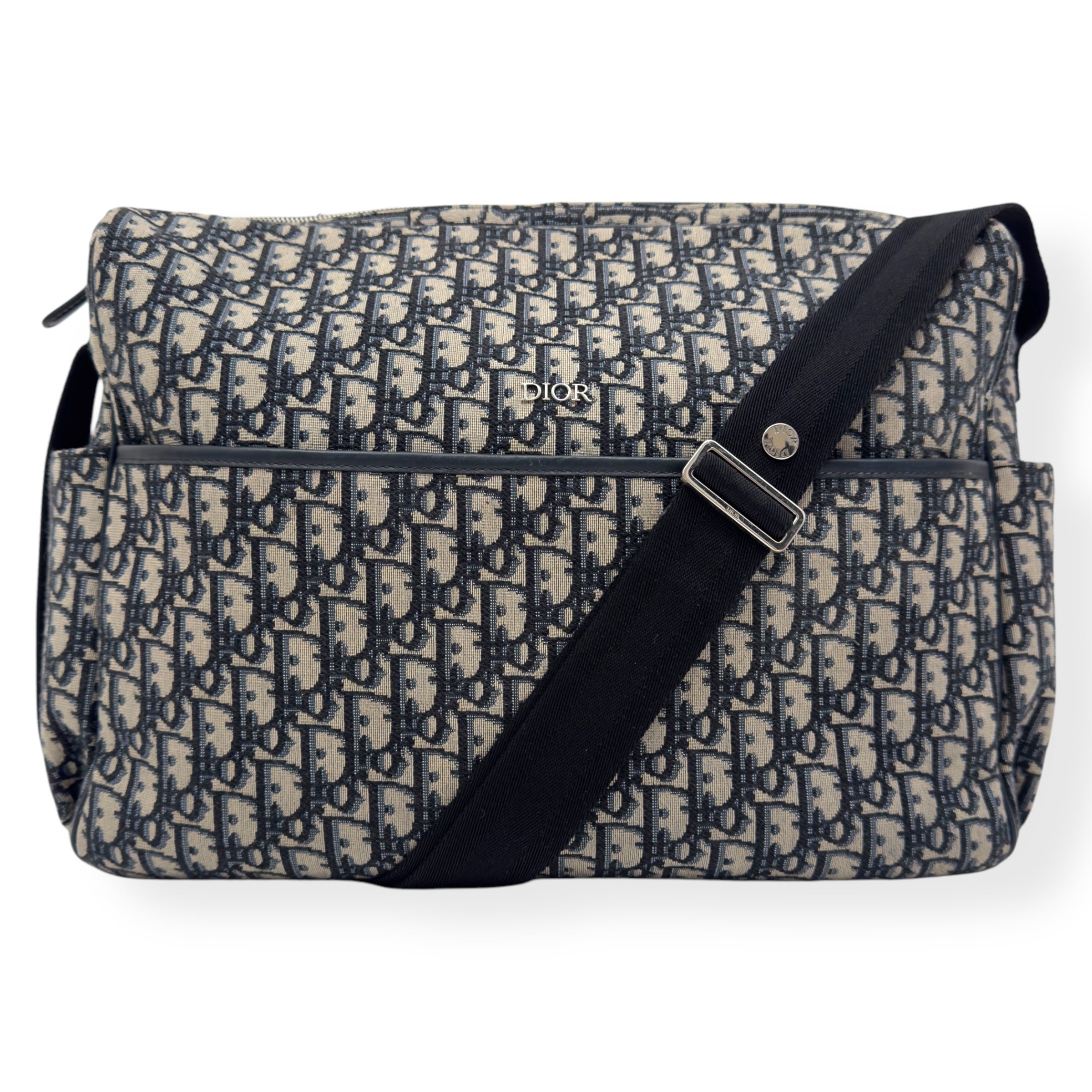 CHRISTIAN DIOR OBLIQUE JACQUARD CHANGING BAG BLACK / BEIGE L
