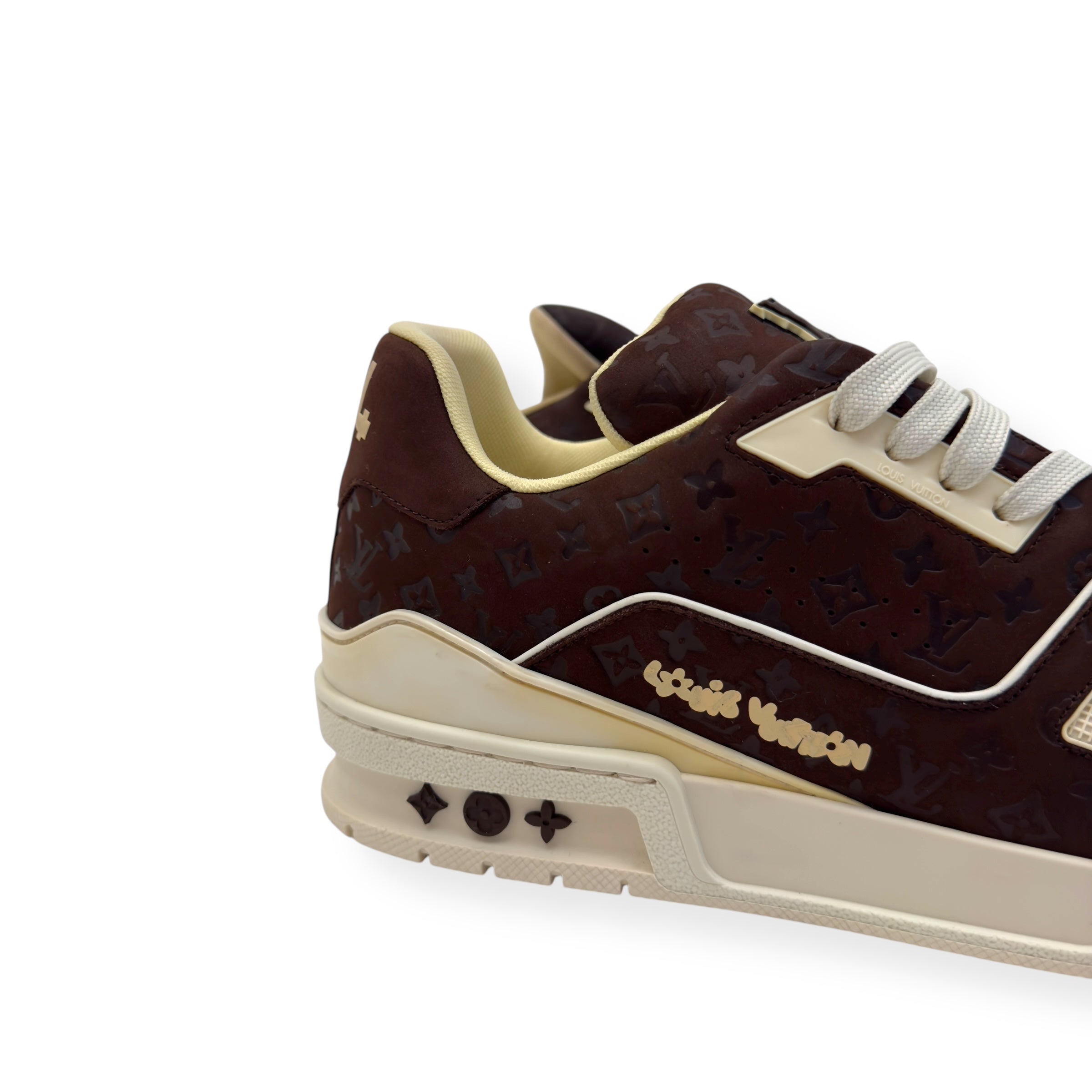 LOUIS VUITTON X TYLER THE CREATOR LV TRAINER MOCHA BROWN / BEIGE UK10