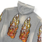 WHO DECIDES WAR FLAMES GLASS HOODIE VINTAGE GREY / ORANGE L