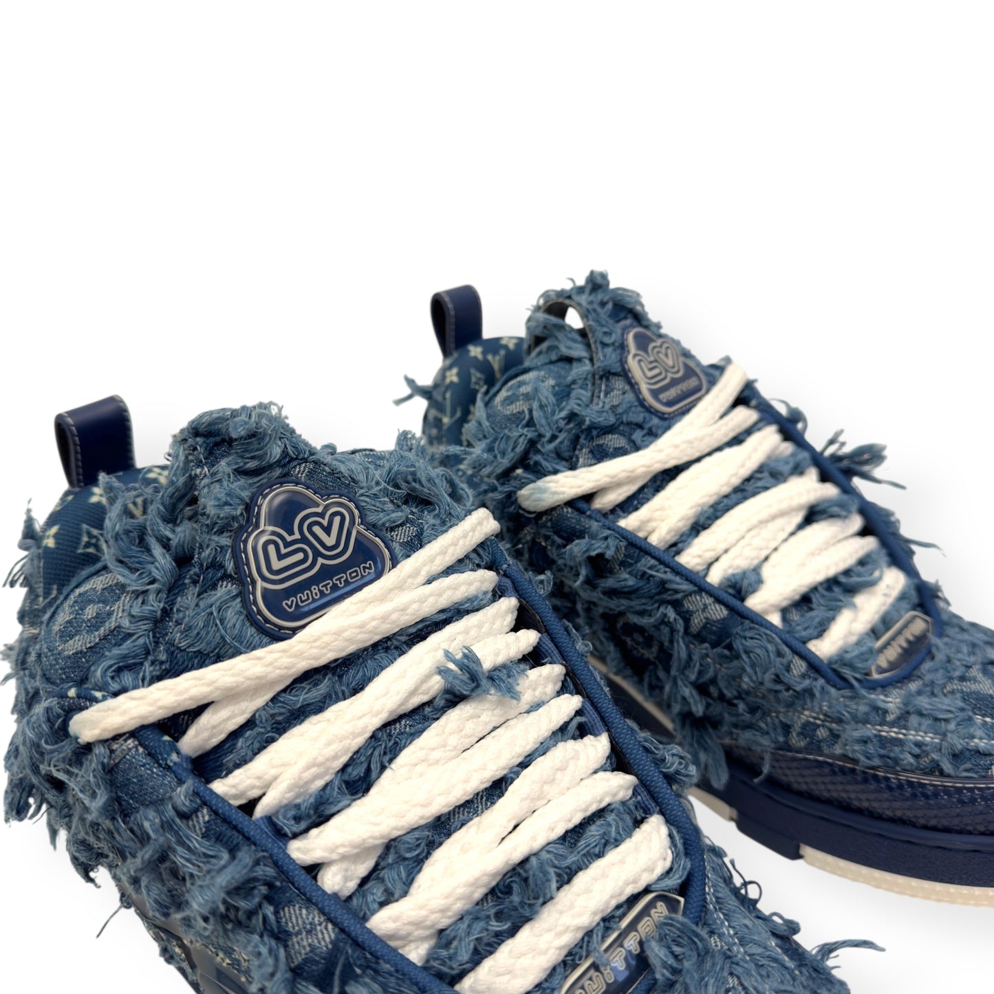 LOUIS VUITTON DISTRESSED DENIM LV SKATE SNEAKER UK7.5