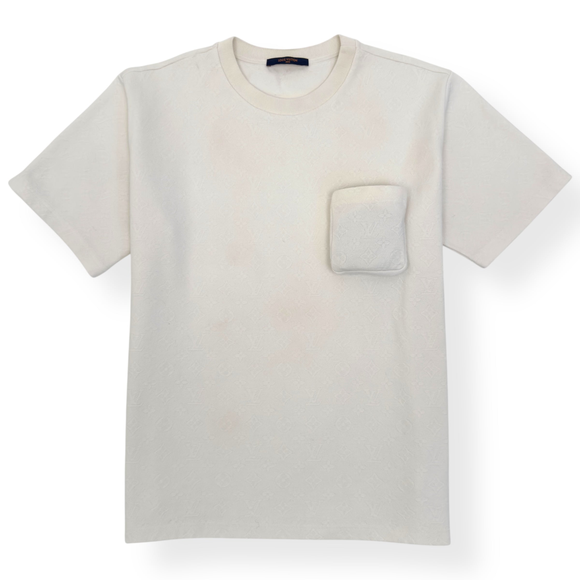 LOUIS VUITTON SIGNATURE 3D POCKET MONOGRAM T-SHIRT WHITE XXL