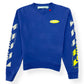 OFF WHITE DIAGONAL SPLIT LOGO SWEATSHIRT BLUE / YELLOW L
