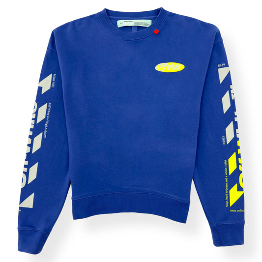 OFF WHITE DIAGONAL SPLIT LOGO SWEATSHIRT BLUE / YELLOW L