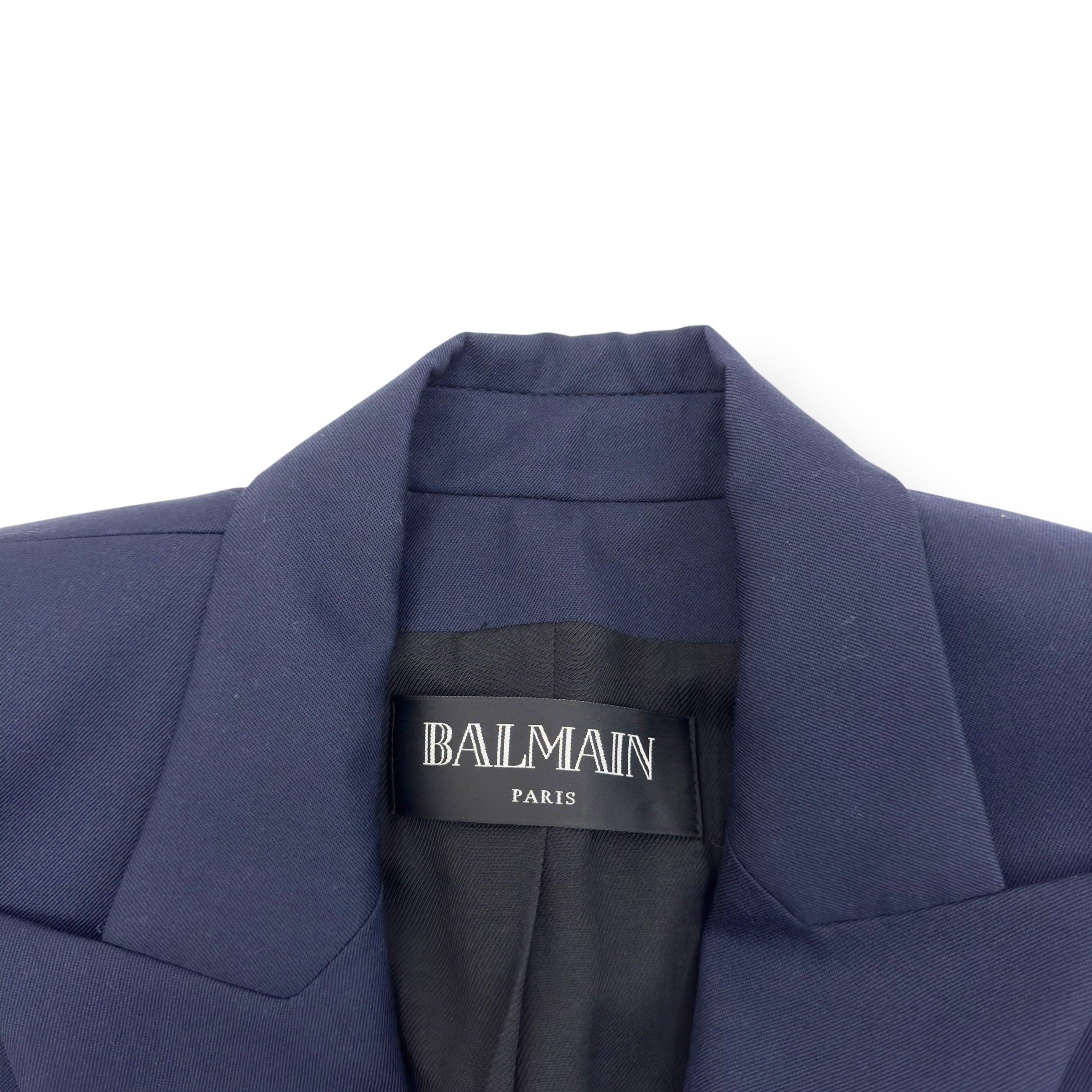 BALMAIN DOUBLE-BREASKTED WOOL BLAZER NAVY 38 / S / UK10