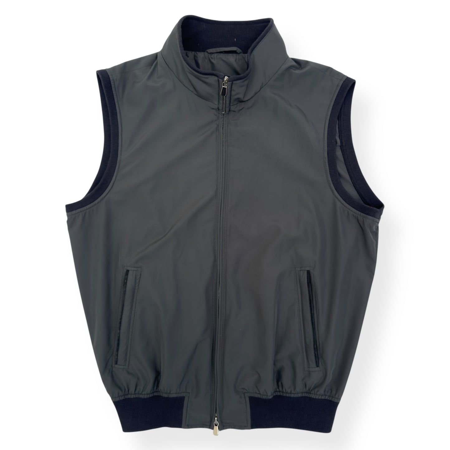 THOM SWEENEY NYLON ZIP THROUGH VEST GREY 50 / M