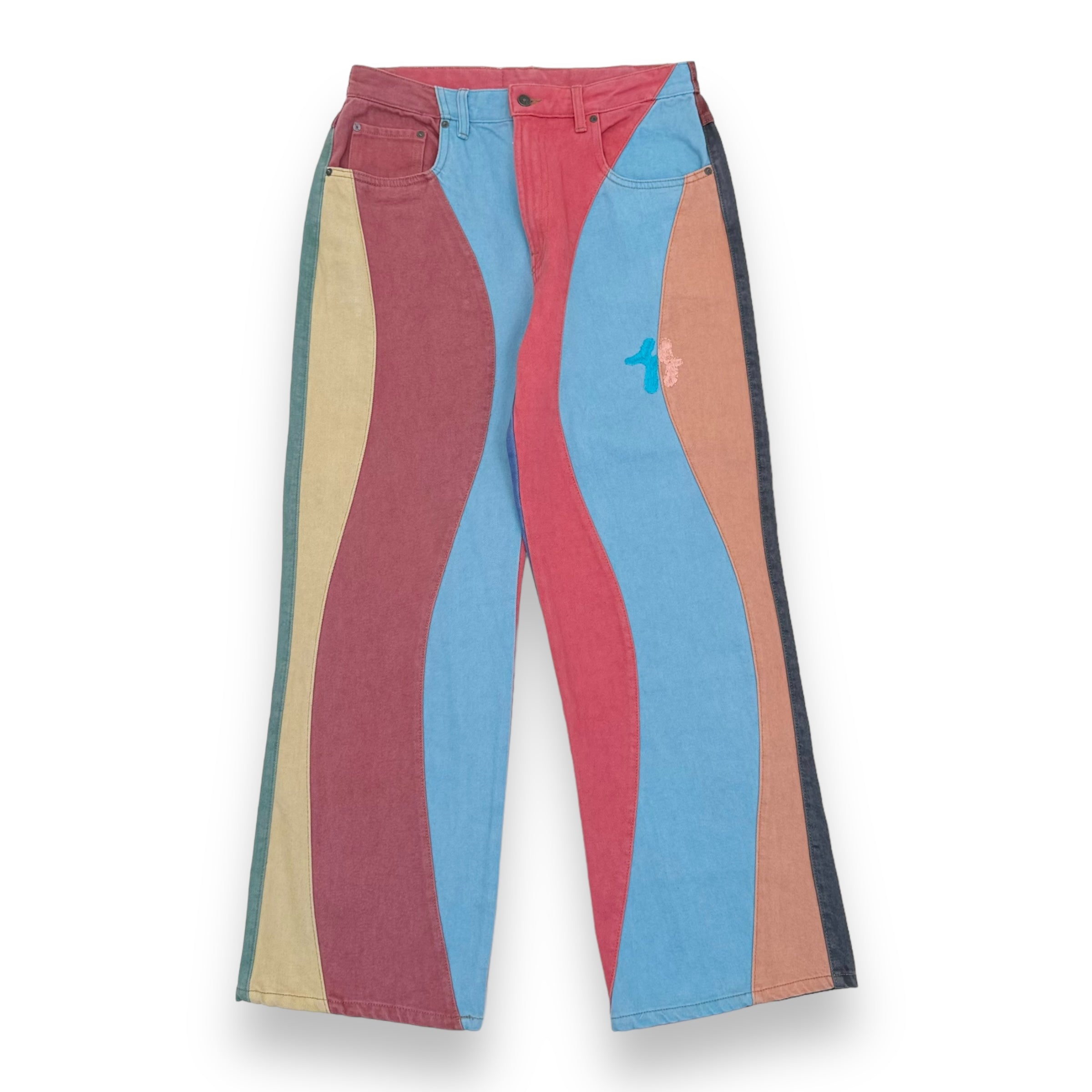 GLASS CYPRESS WIDE FIT WESTERN DENIM JEANS MULTICOLOURED 34”