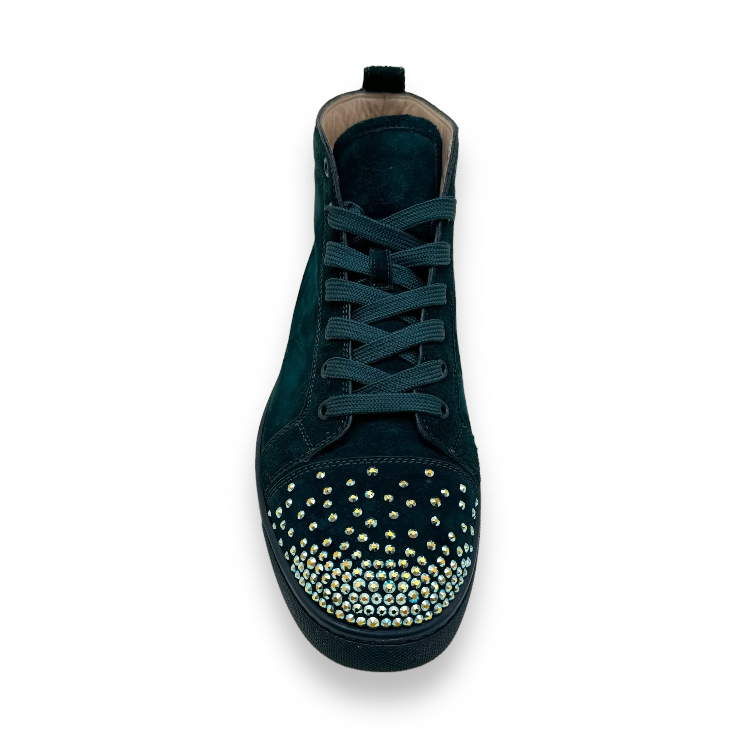 CHRISTIAN LOUBOUTIN LOU DEGRA SUEDE HIGH TOP SNEAKER GREEN UK8