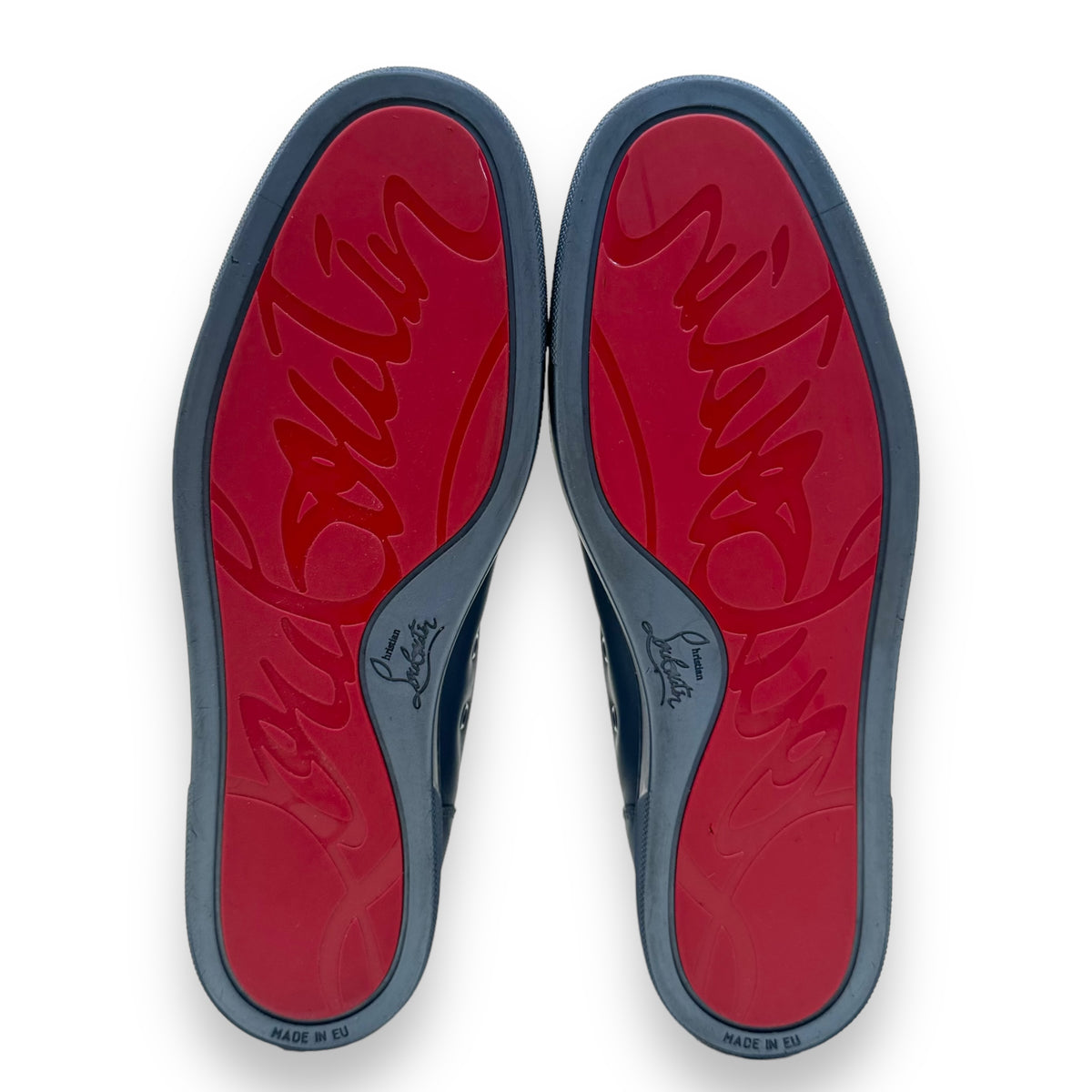 CHRISTIAN LOUBOUTIN CALF HIGH-TOP SNEAKER BLUE UK9