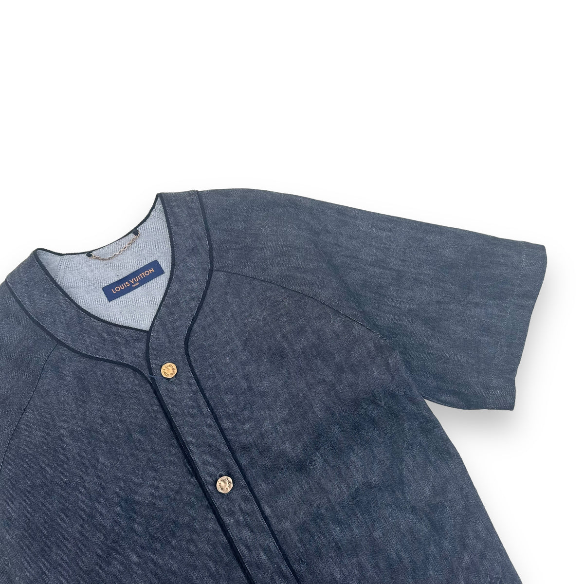 LOUIS VUITTON EMBOSSED MONOGRAM BASEBALL SHIRT SS22 GREY L