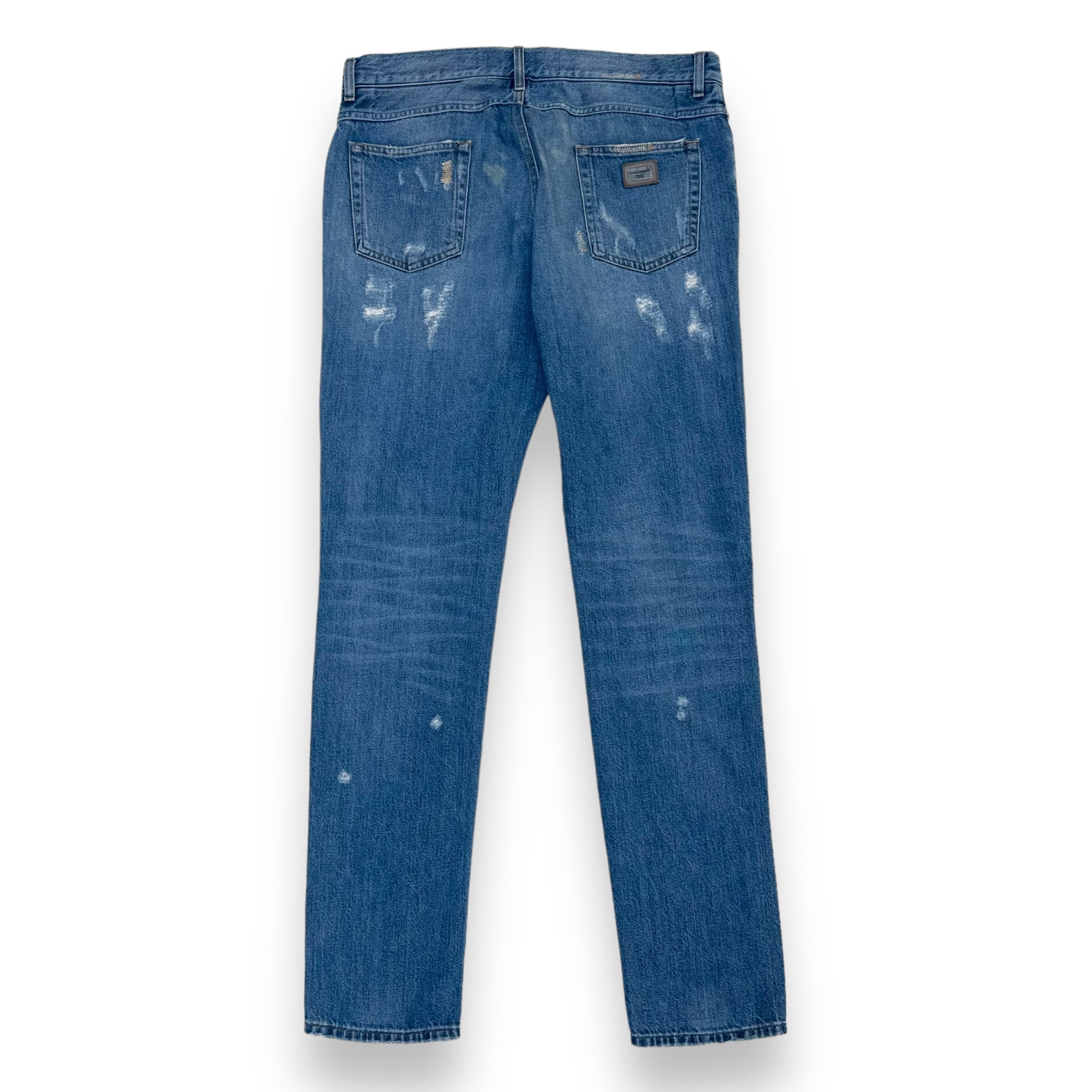 DOLCE & GABBANA DISTRESSED DENIM JEANS BLUE / YELLOW L