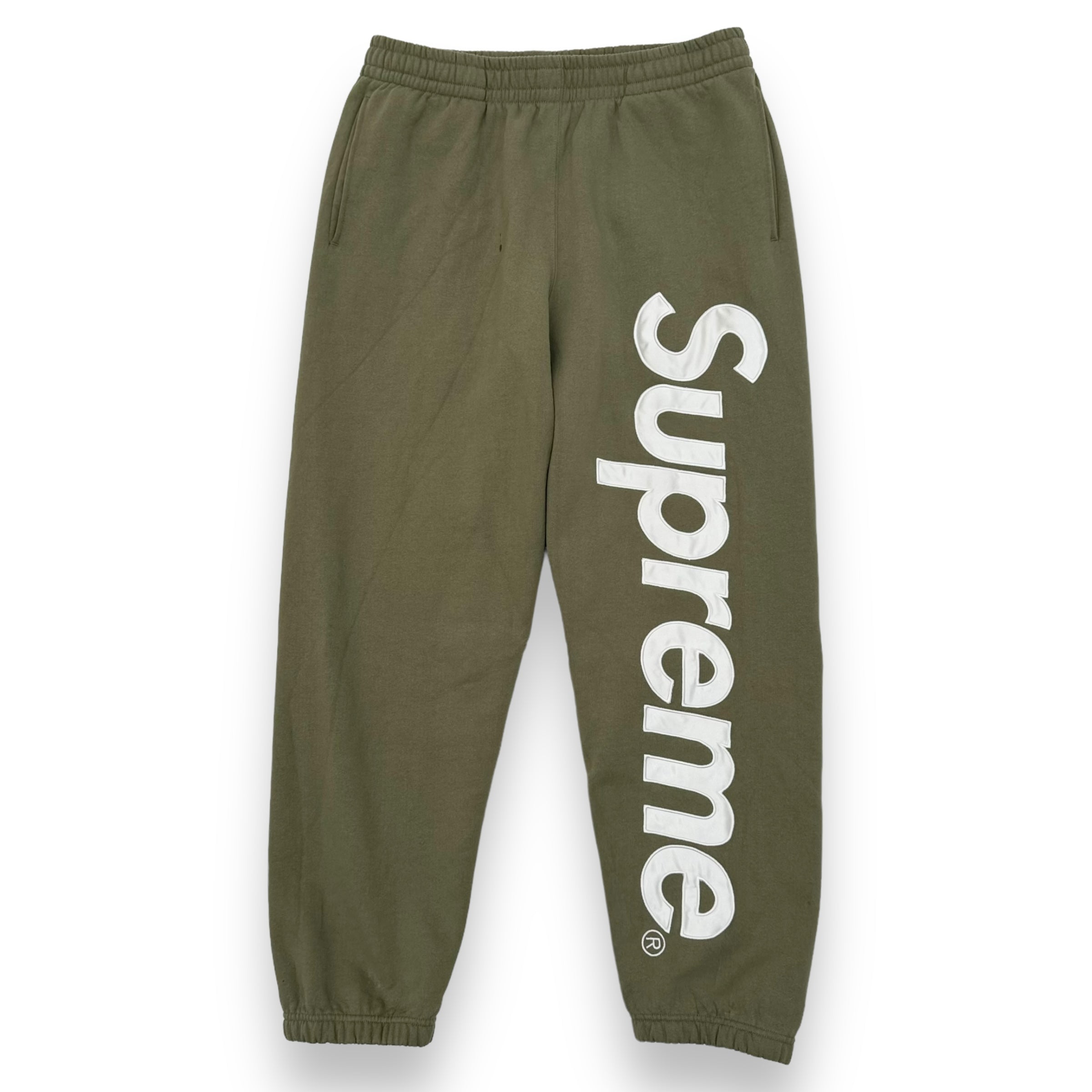 SUPREME SATIN APPLIQUÉ SWEATPANTS OLIVE M