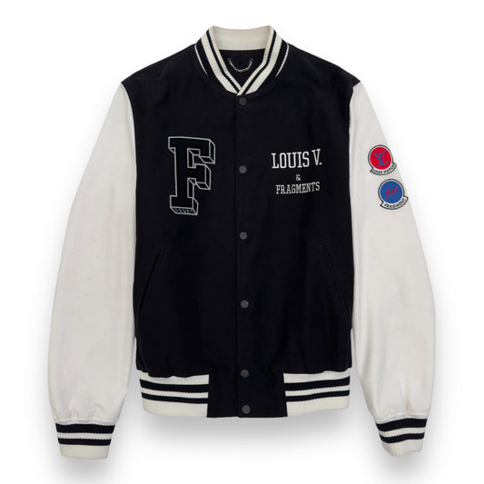 LOUIS VUITTON X FRAGMENT SS17 LV VARSITY JACKET BLACK / WHITE L