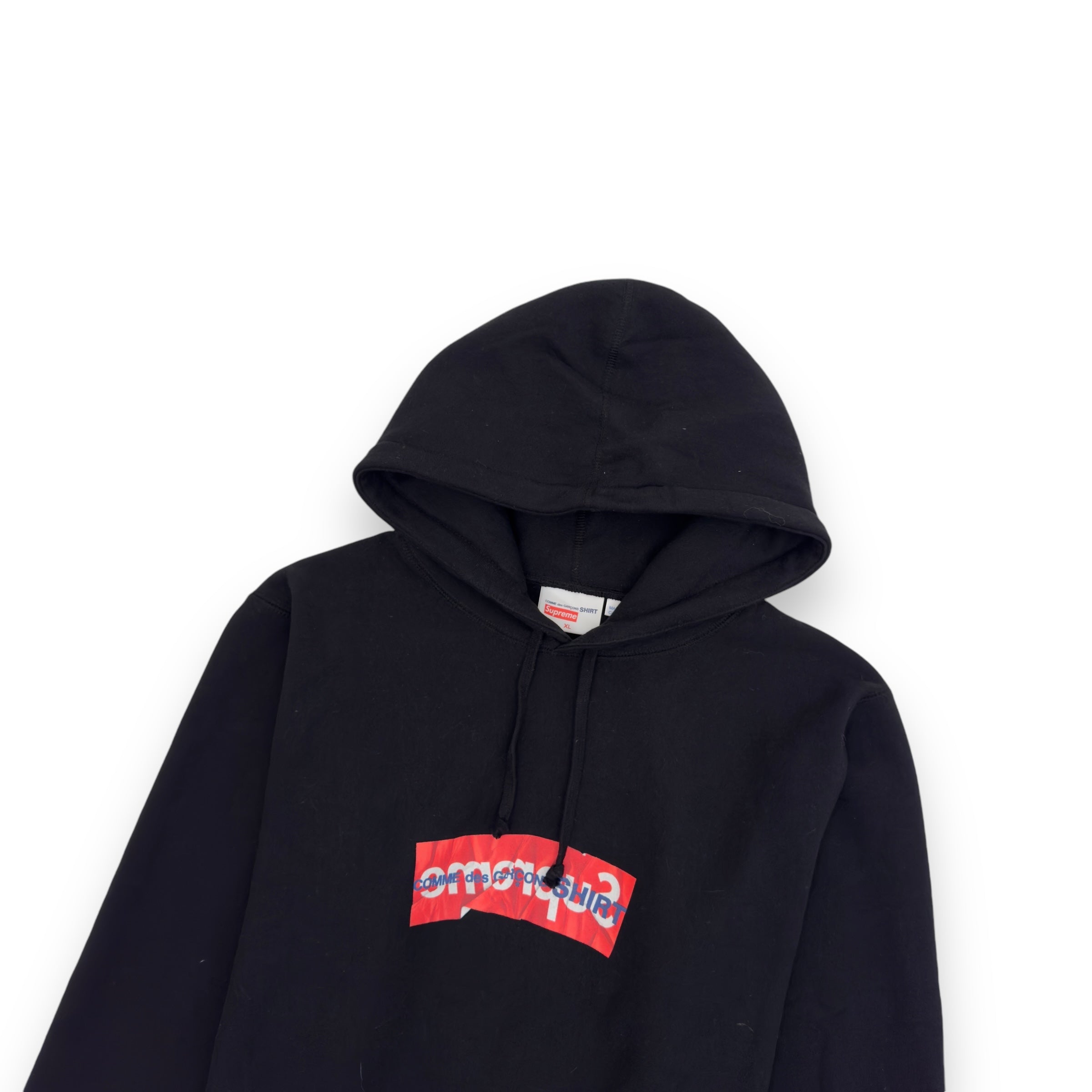 SUPREME X COMME DES GARÇONS LOGO-PRINT HOODIE BLACK / RED XL