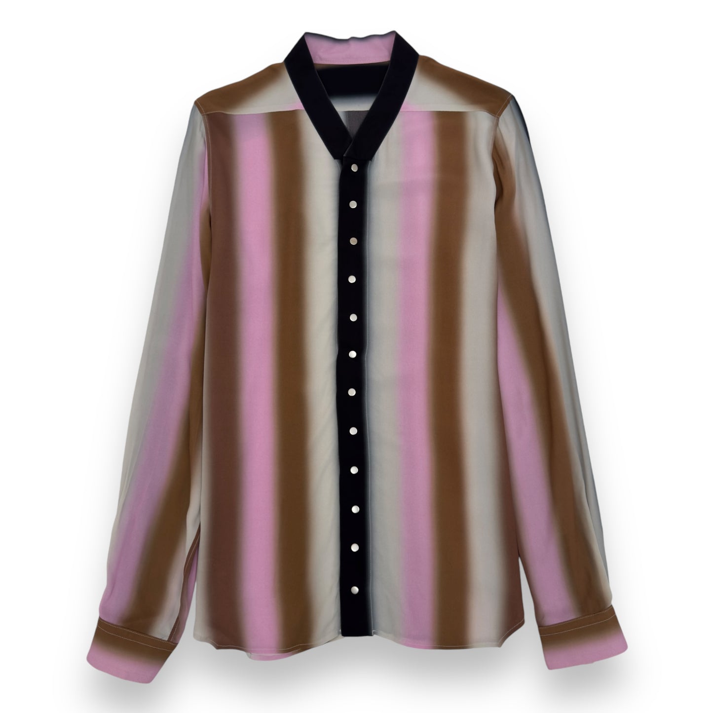 RICK OWENS PHLEGTHON SS21 SHADED STRIPE SHIRT PINK / BROWN XL